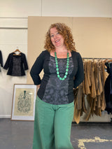 Windowpane Top 3/4 Sleeve - Nightwalk Dark