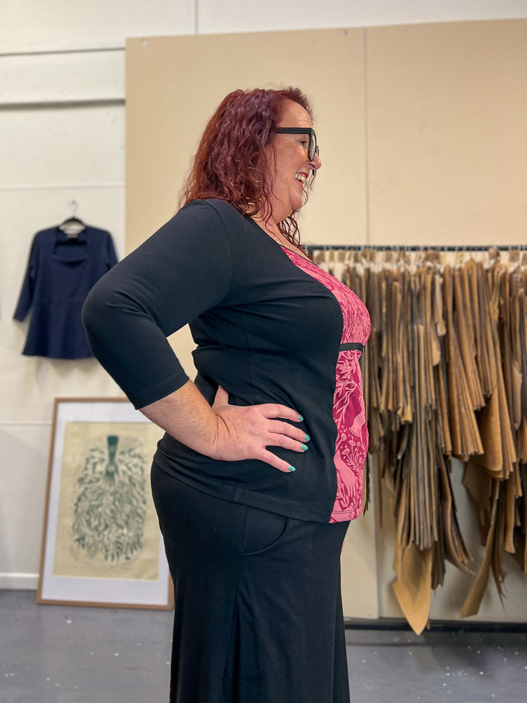 Windowpane Top 3/4 Sleeve - Self Care