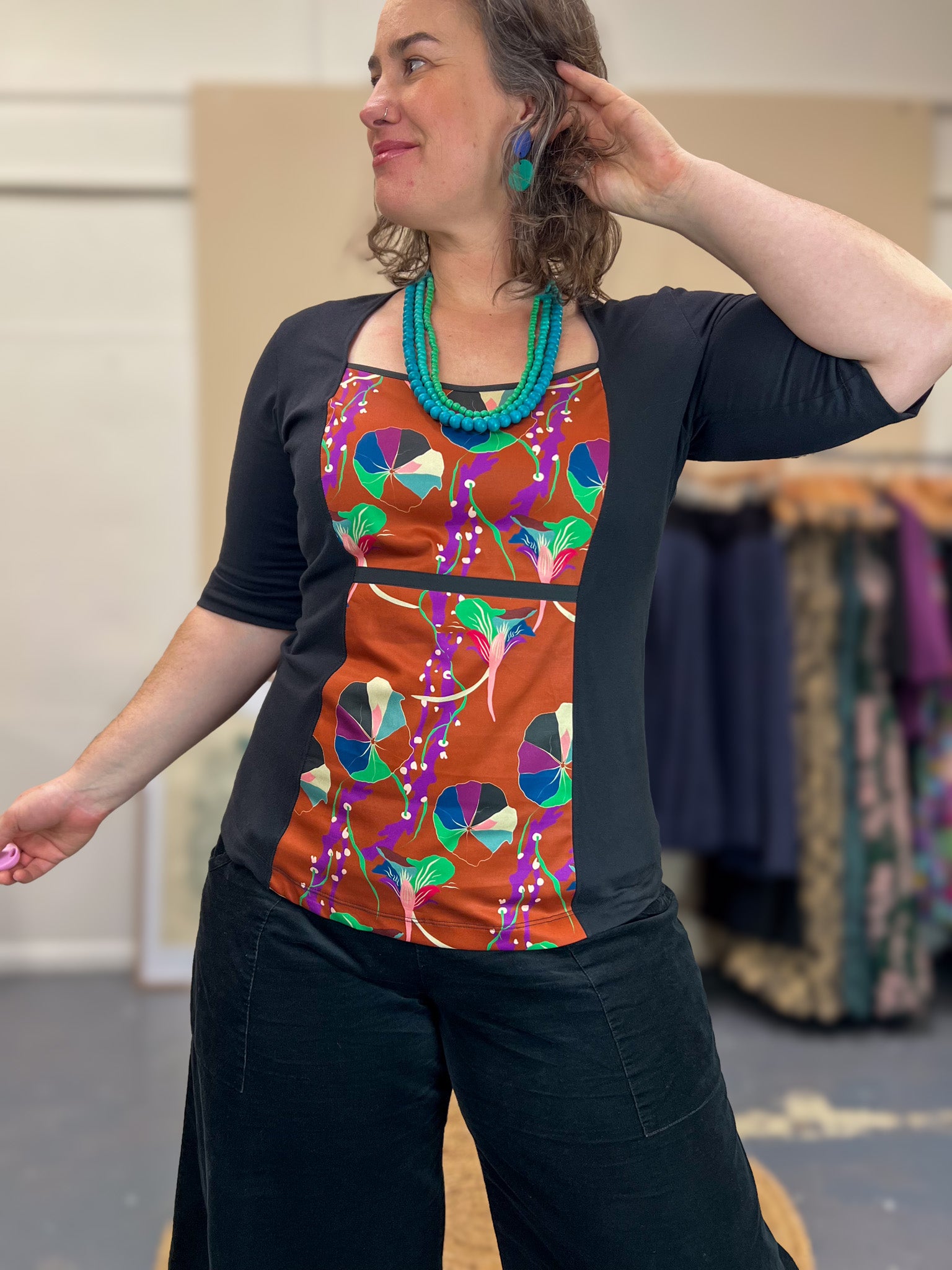 Windowpane Top Stretch Cotton - Nasturtium Rust