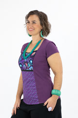 Windowpane Top 3/4 Sleeve size 12 - Amethyst Metamorphosis