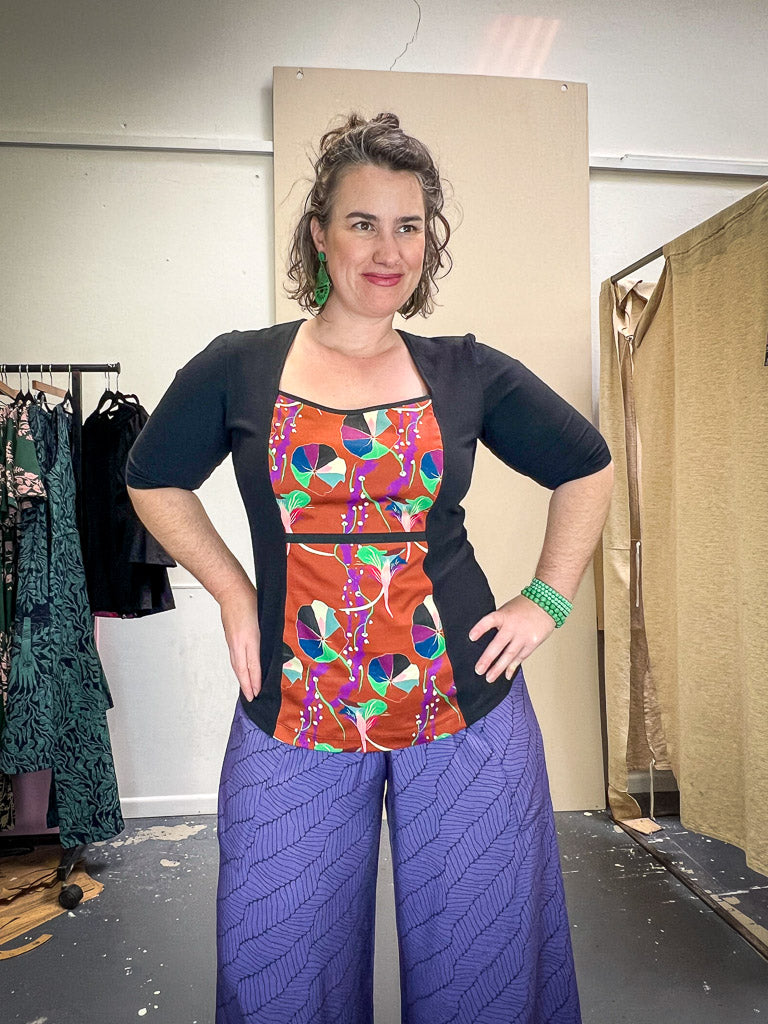 Windowpane Top Stretch Cotton - Nasturtium Rust