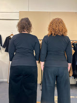 Windowpane Top 3/4 Sleeve - Straw Flannel Flower