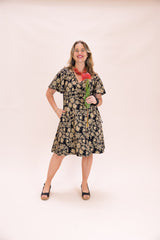 Stretch Wrap Dress - Straw Flannel Flower