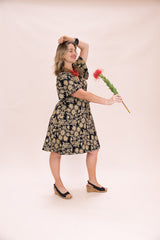 Stretch Wrap Dress - Straw Flannel Flower