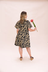 Stretch Wrap Dress - Straw Flannel Flower